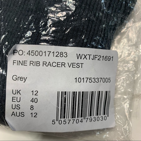Missguided New With Tags fine rib racer vest in charcoal size 8 - Picture 5 of 16